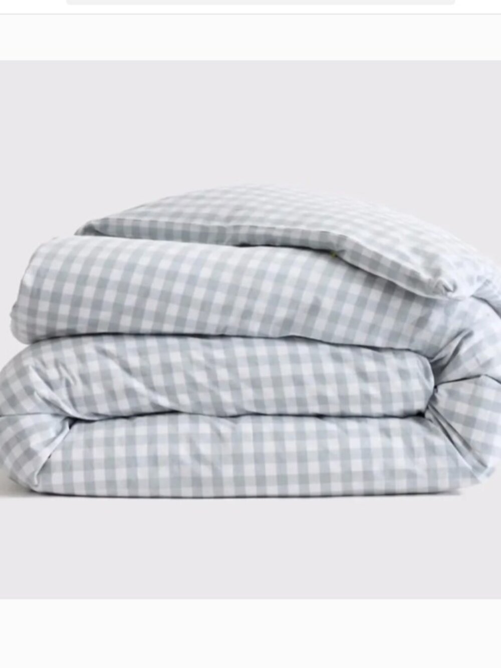 Quince Classic Organic Cotton Percale Queen Duvet Cover Blue Fog Gingham